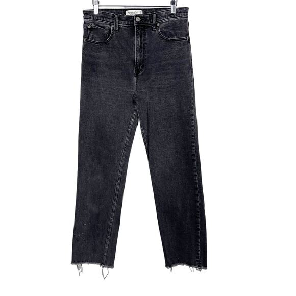 Abercrombie & Fitch 30 / 10 Long Black The Ankle Straight Ultra High Rise Jeans - Picture 1 of 10